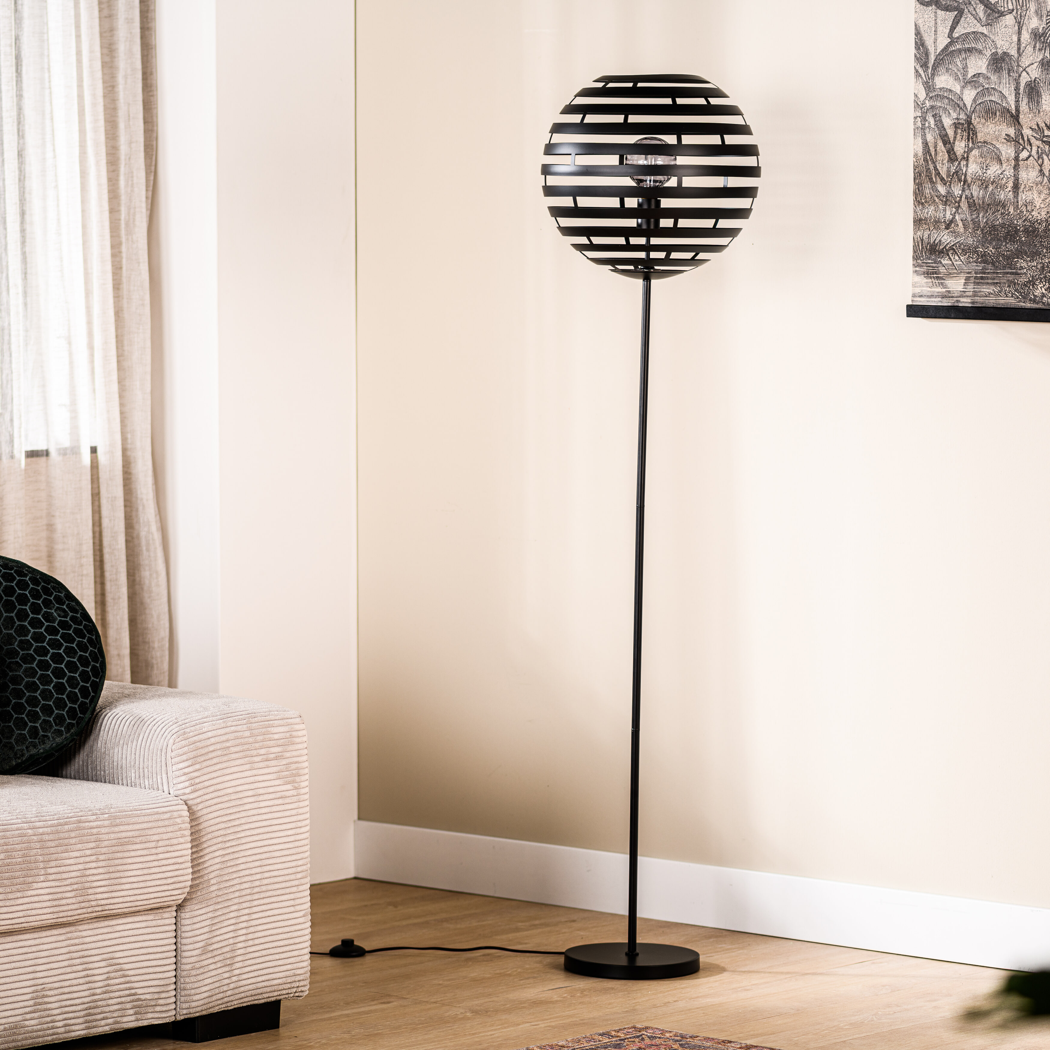 BASE Vloerlamp Kenetra Ø40cm - Zwart | BASE