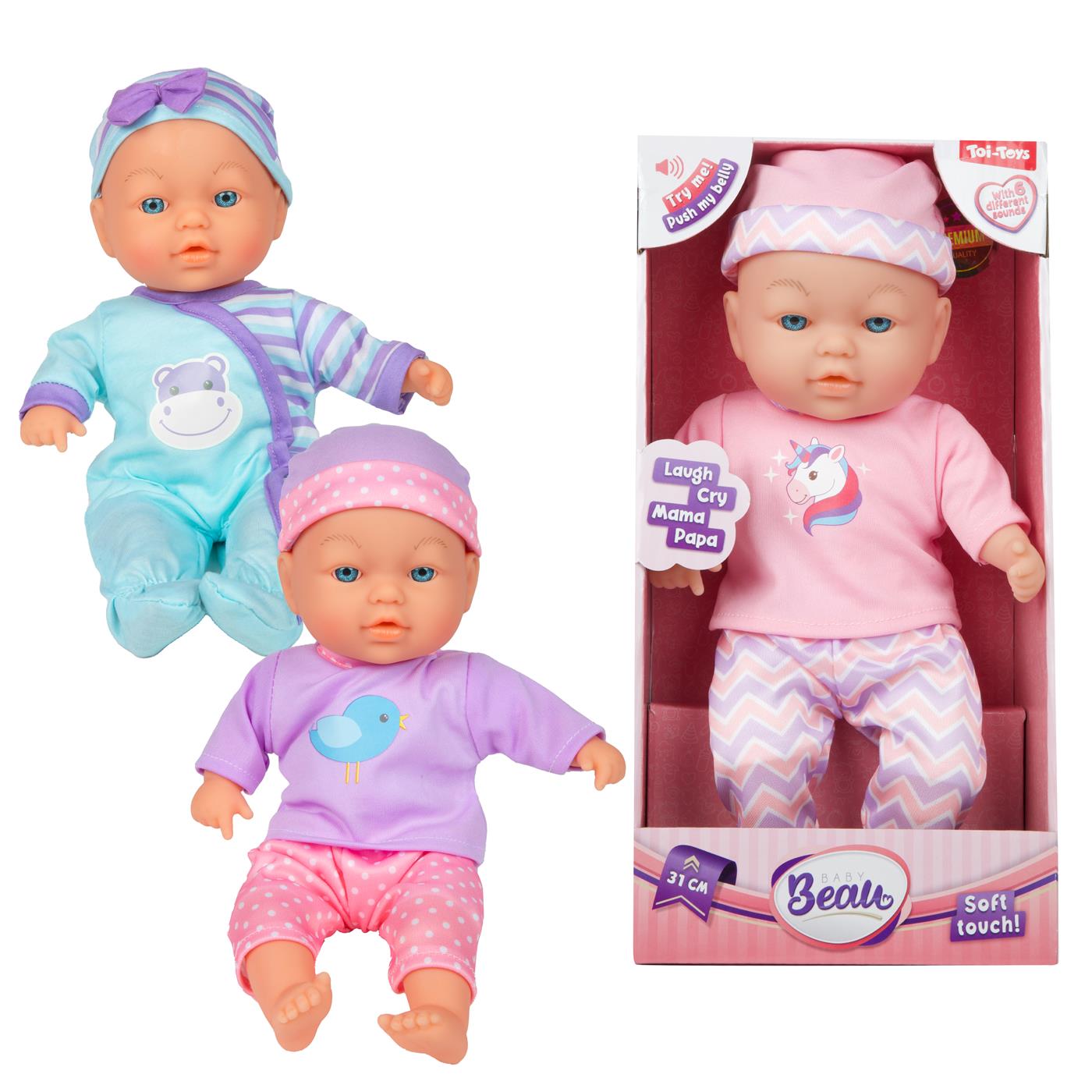BEAU Zachte babypop 31cm met geluid | Toi-Toys