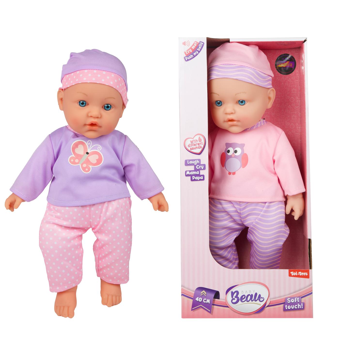 BEAU Zachte babypop 40cm met geluid | Toi-Toys