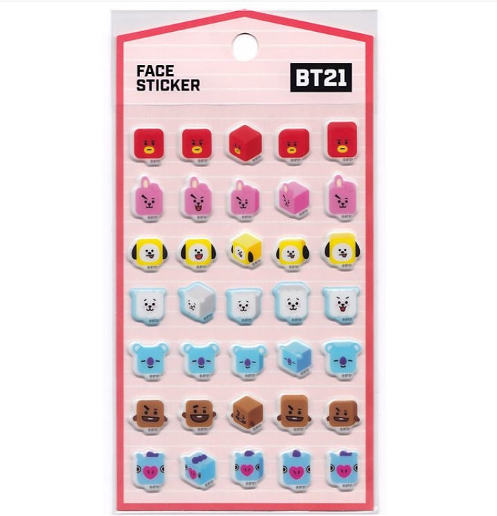 BT21 Glossy Sticker - Face Stickers cube | BT21
