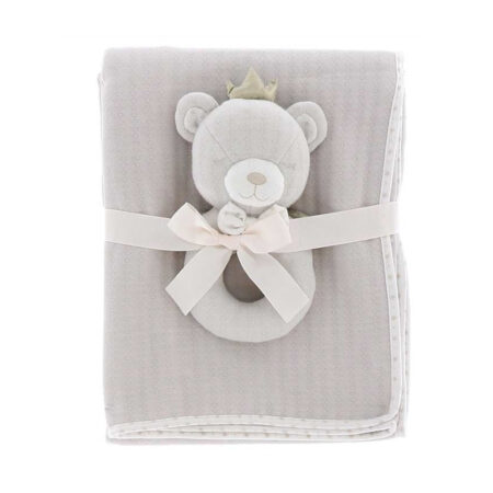 Baby deken+rammelaar beer beige |
