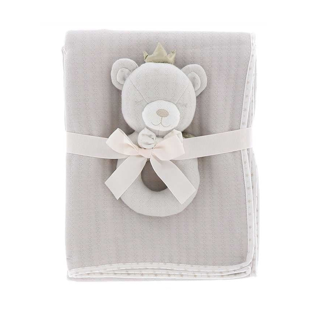 Baby deken+rammelaar beer beige |