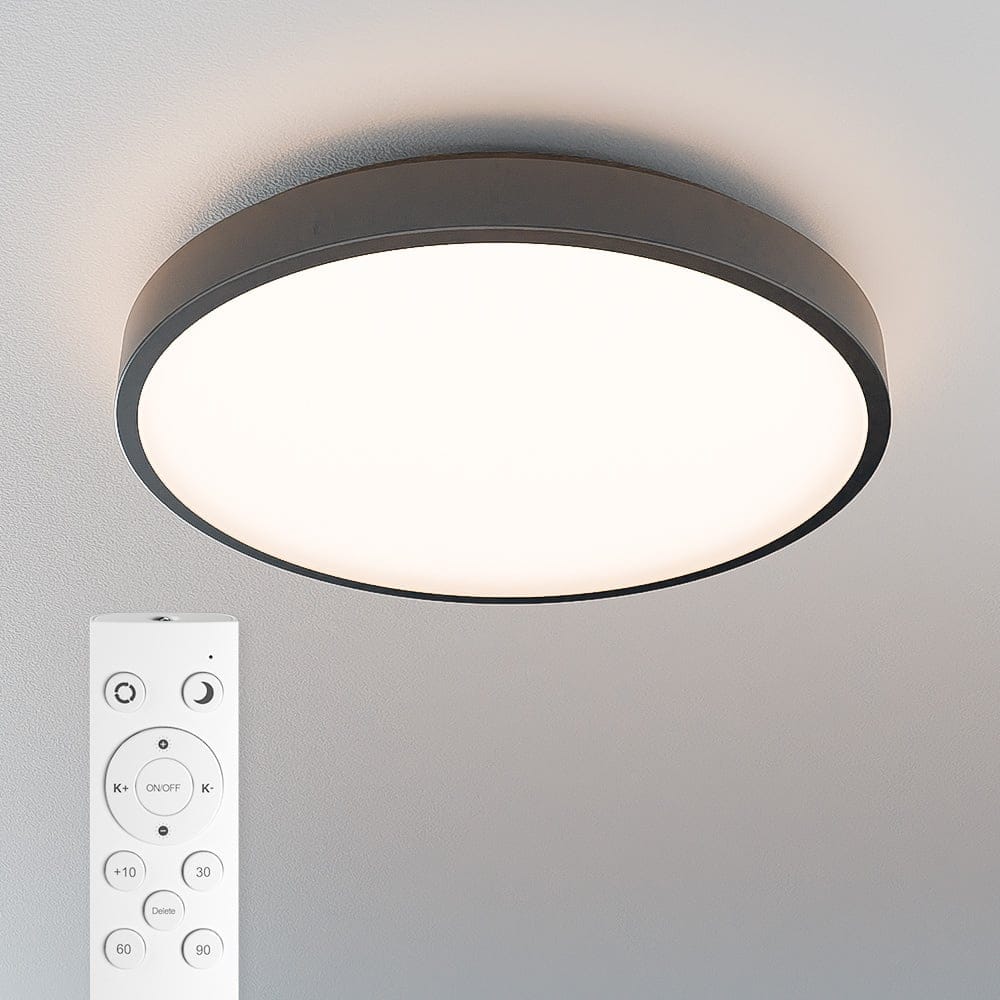 Badkamer plafondlamp zwart - IP44 waterdicht - 18 Watt 1800 lumen (100lm/w) - CCT lichtkleur instelbaar (3000K