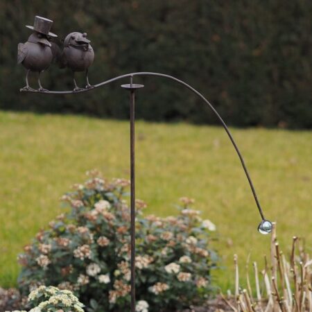 Balans Tuinsteker met twee vogels en bol | Thermobrass
