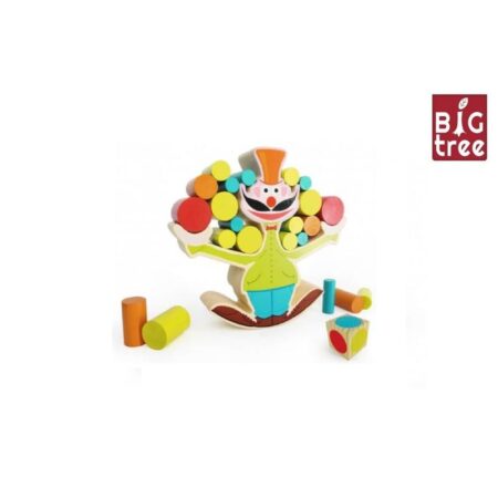 Balansspel clown hout 15-delig 18cm | Big Tree