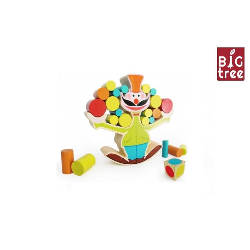 Balansspel clown hout 15-delig 18cm | Big Tree