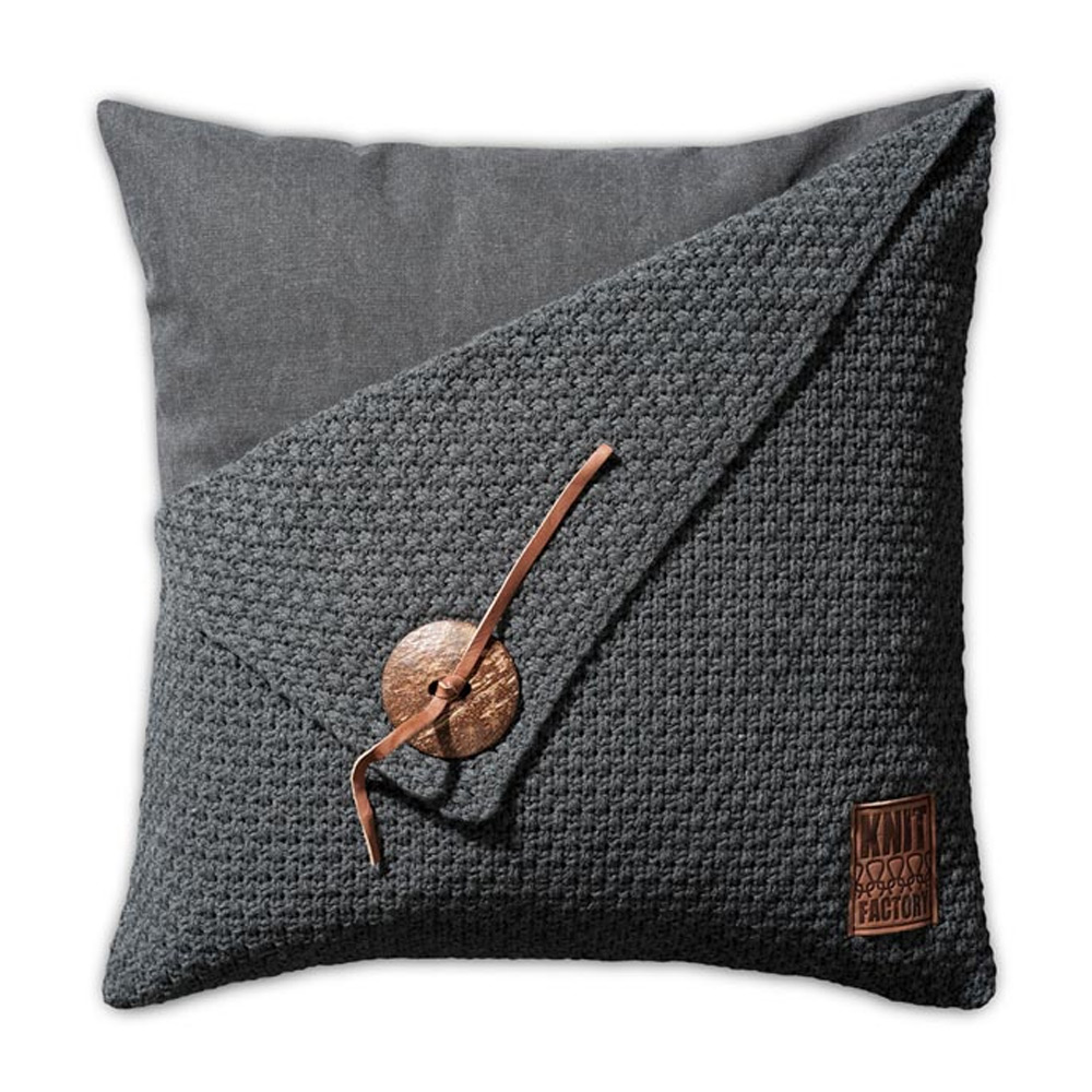Barley kussen gerstekorrel 50x50 antraciet | Knit Factory
