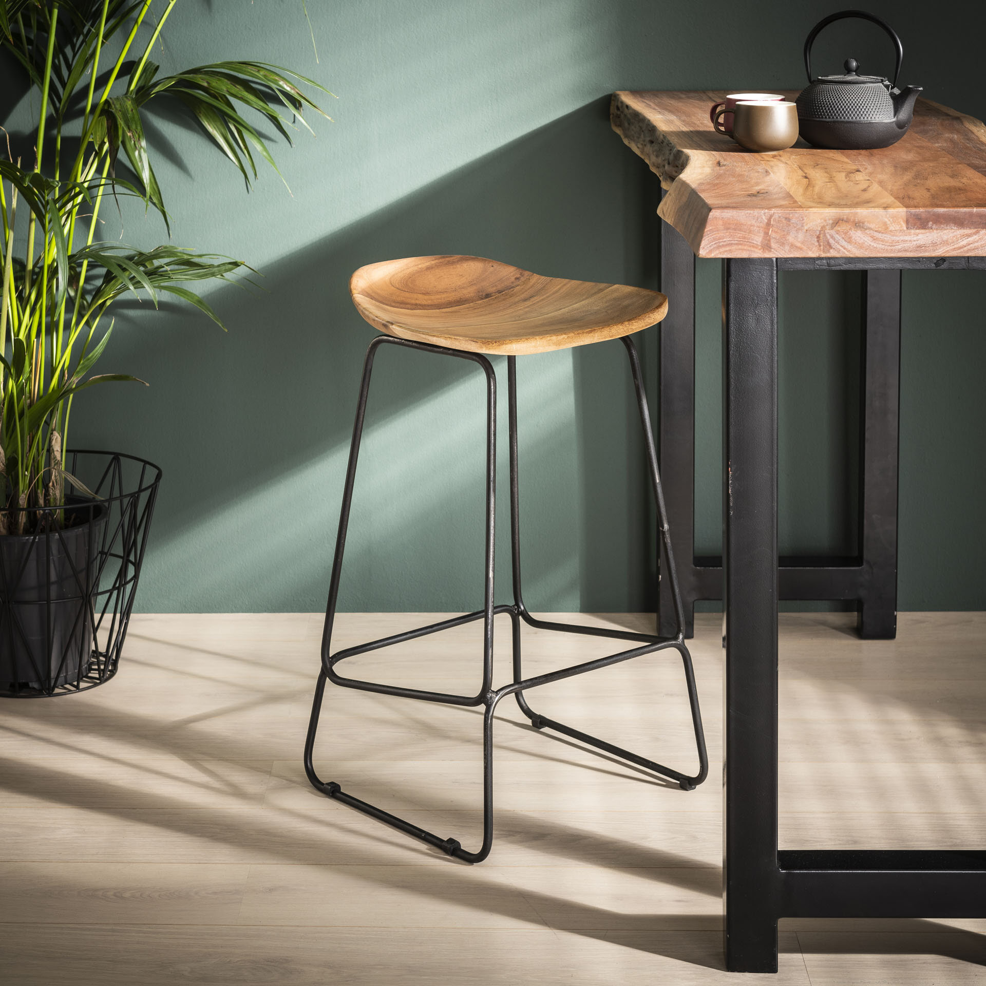 Barstoel Nicole Acaciahout (zithoogte 71cm) - Massief acacia naturel | LifestyleFurn