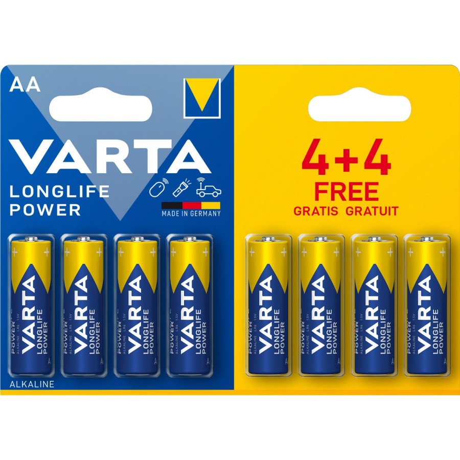 Batterij Varta AA 4+4 Alkaline Longlife Power | Varta