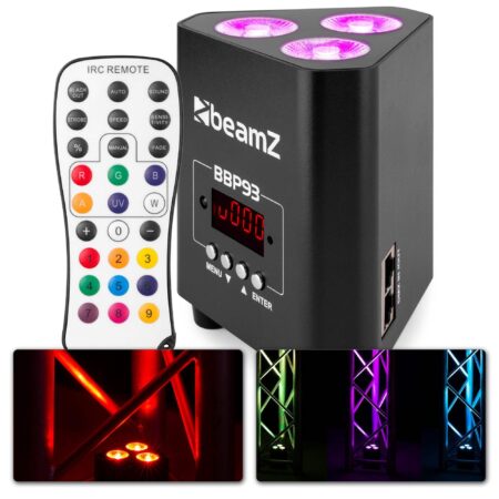 BeamZ BBP93 accu Uplight 3x 10W met afstandsbediening | BeamZ