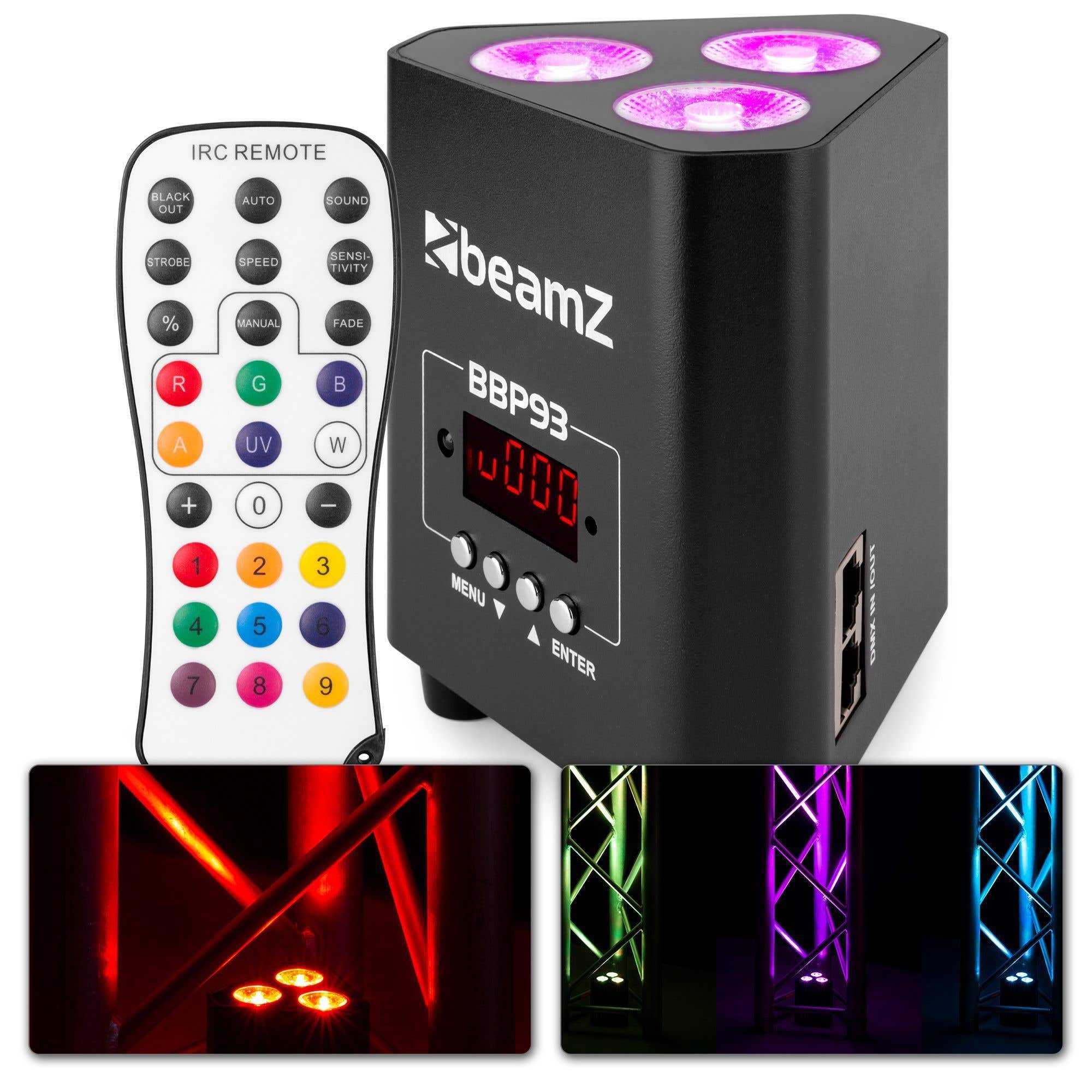 BeamZ BBP93 accu Uplight 3x 10W met afstandsbediening | BeamZ