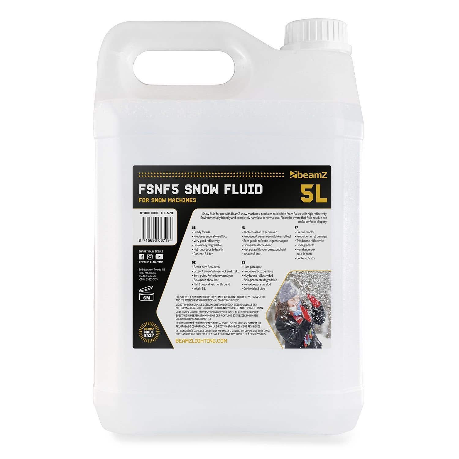 BeamZ FSNF5 sneeuwvloeistof voor sneeuwmachines - 5 liter | BeamZ
