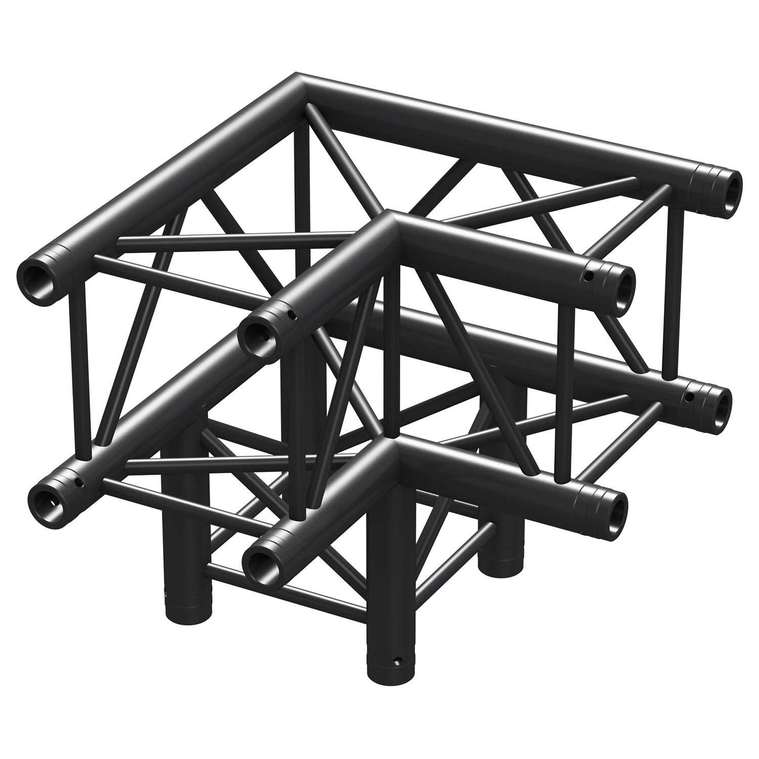 BeamZ Truss P30-C30B vierkante truss zwart 90° 3-weg hoek | BeamZ Professional