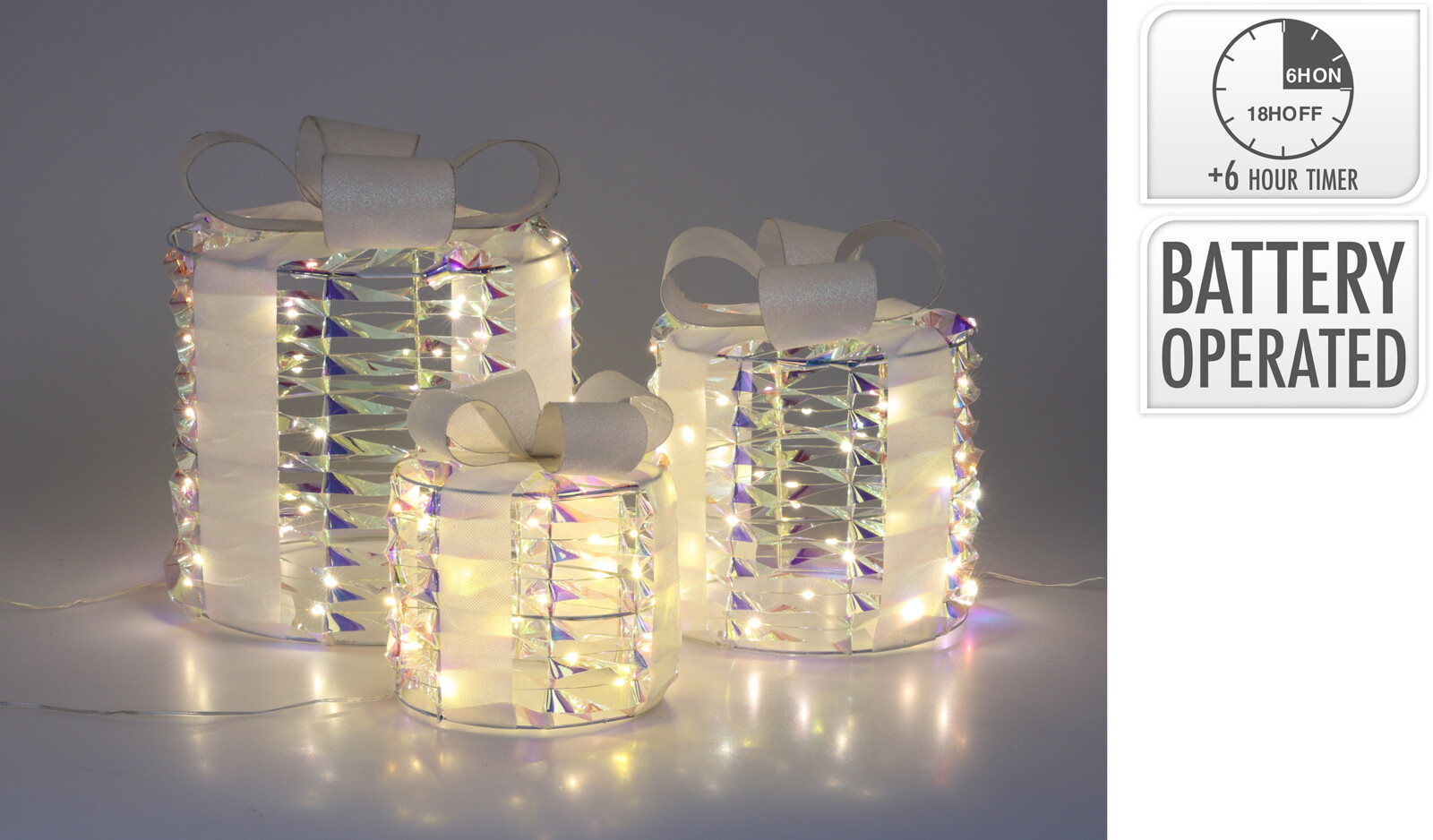 Beeld Cadeau 30cm set a 3 regenboog LED | Home & Styling