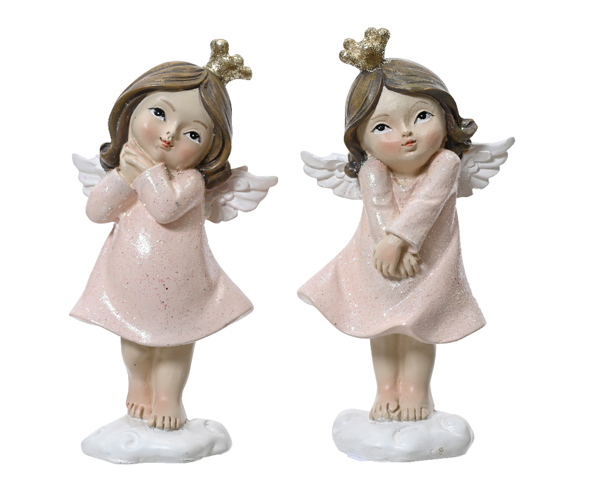 Beeld Engel polyresin roze 10