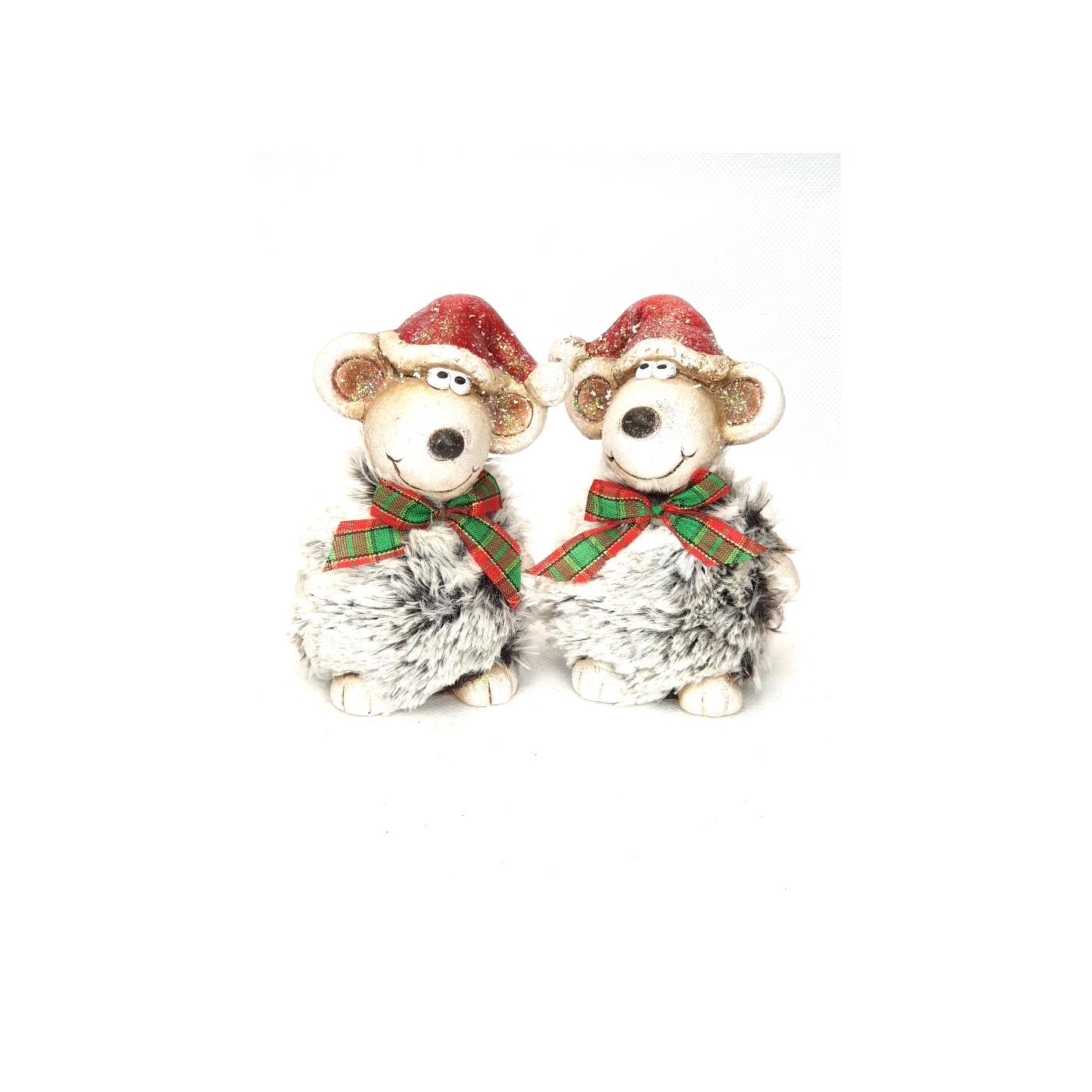 Beeld Muis met kerstmuts 7x5