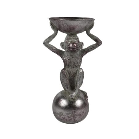 Beeld aap zilverkleurig 26cm | Merkloos