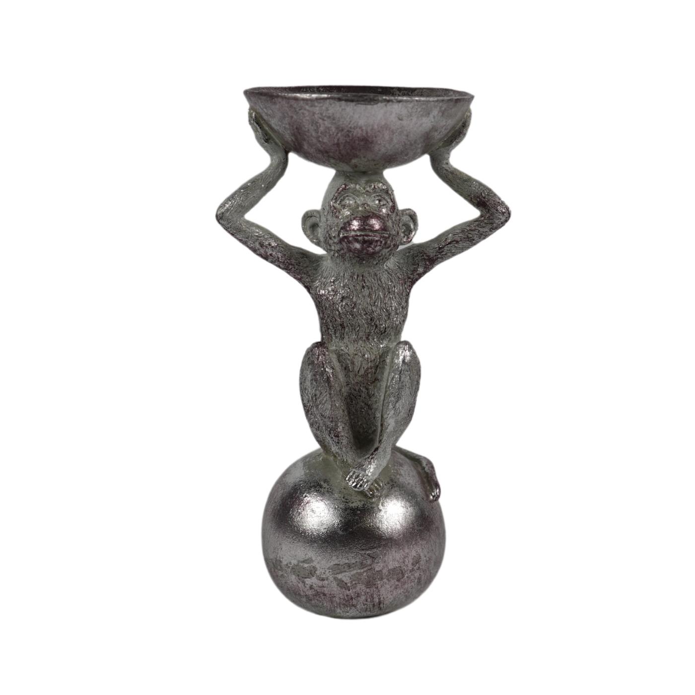 Beeld aap zilverkleurig 26cm | Merkloos