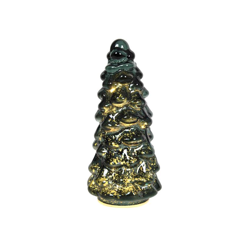 Beeld everlands kunstkerstboom glas LED groen 20cm | Svenska Living