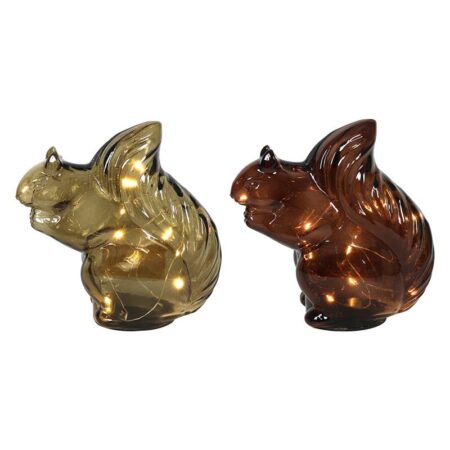 Beeld glazen eekhoorn 16cm LED bruin | Svenska Living