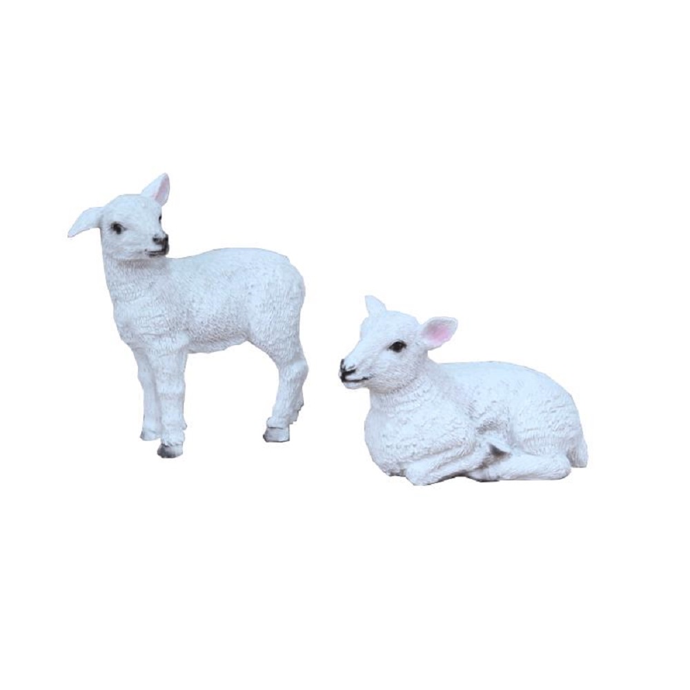 Beeldje schaap polystone staand/liggend | Gerkimex