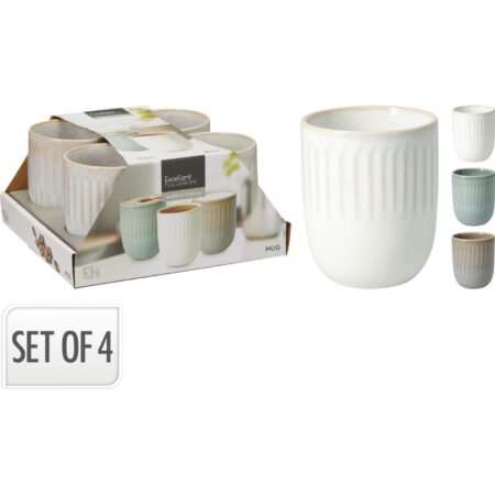 Beker aardewerk 300ml set a 4 stuks | Excellent Houseware