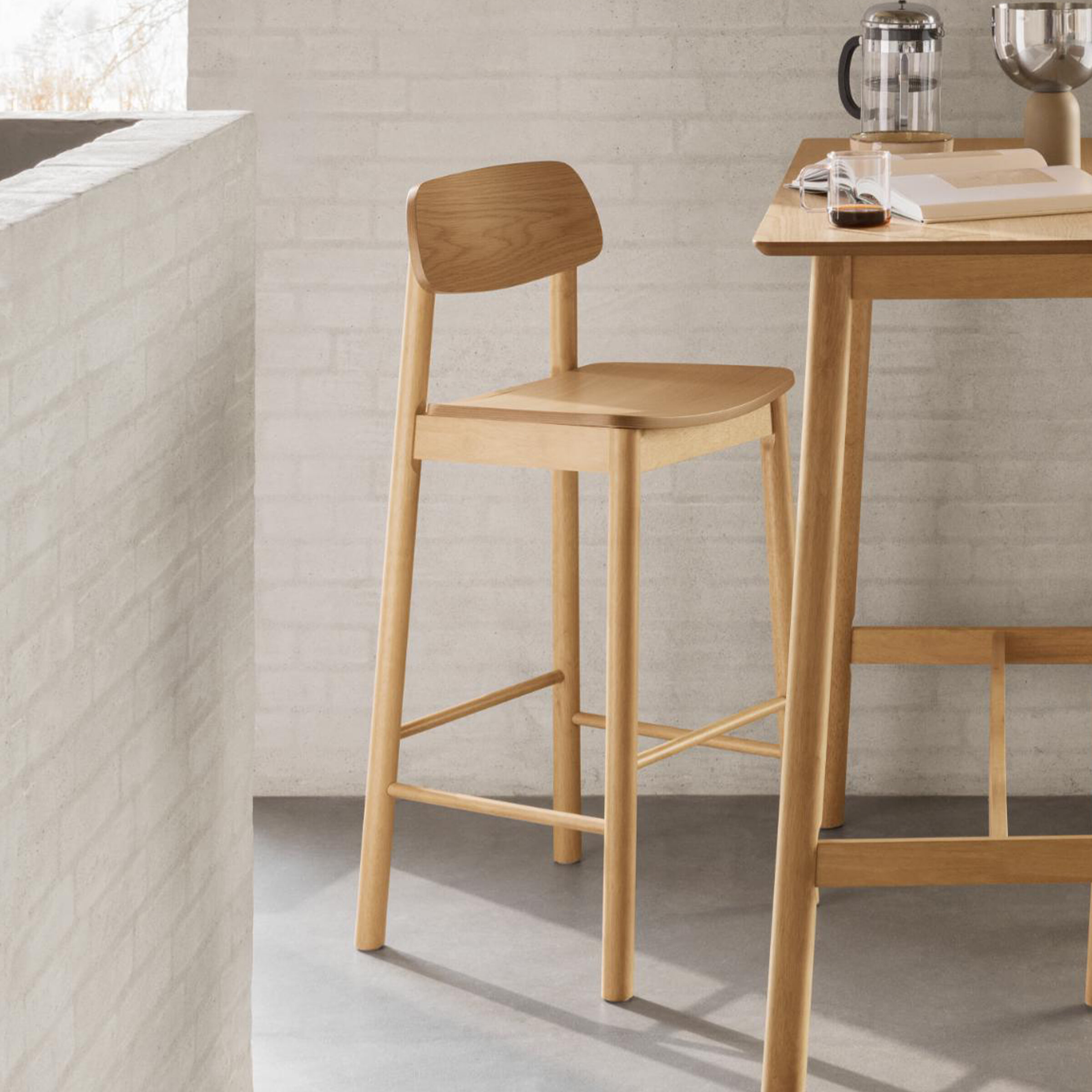Bendt Barkruk Vernard Eiken (zithoogte 74cm) - Naturel | Bendt