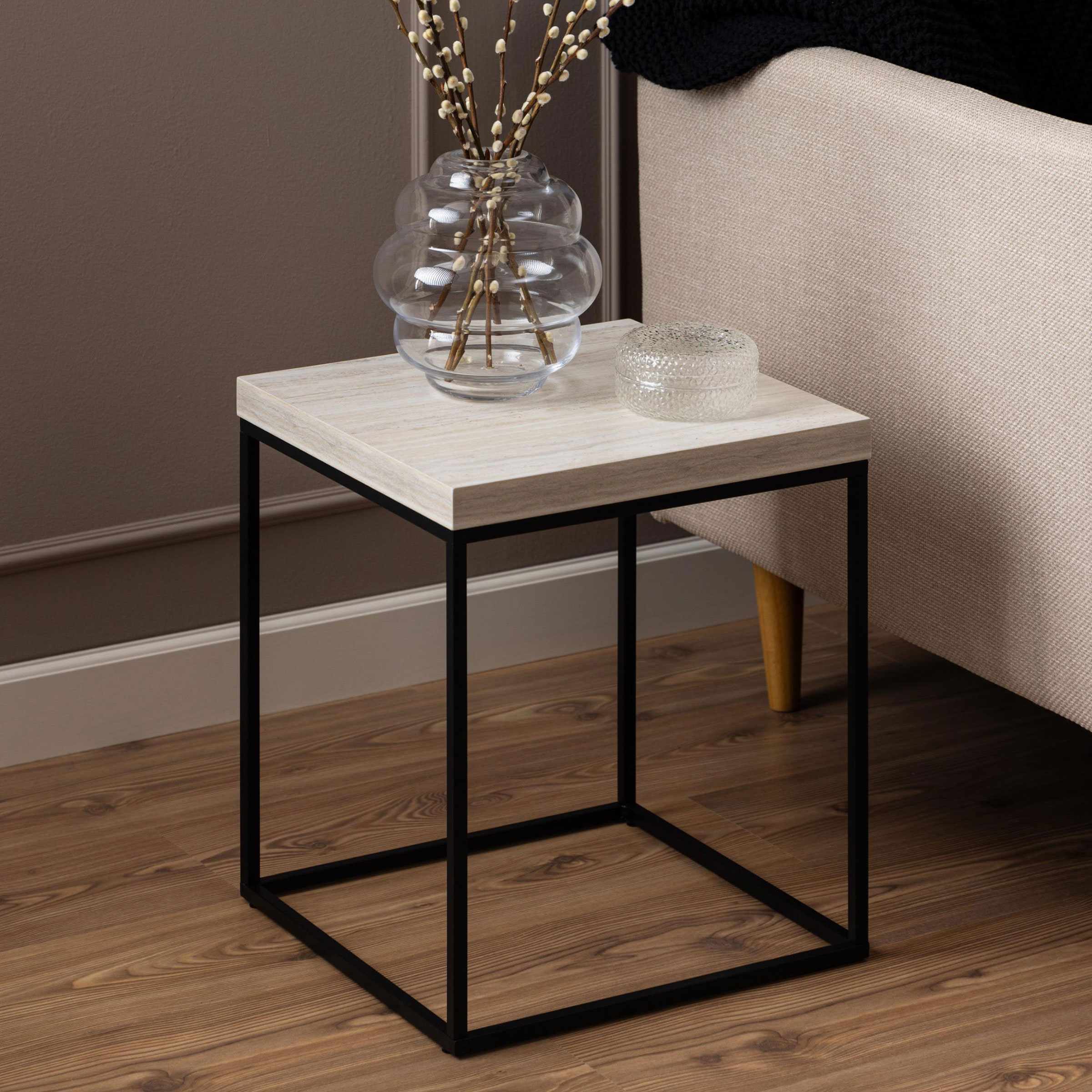 Bendt Bijzettafel Maresa Travertine look