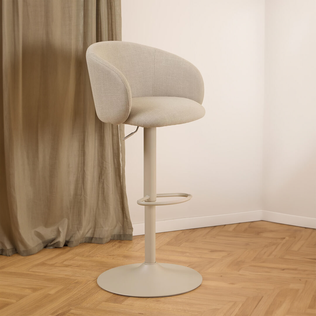 Bendt Draaibare Barkruk Cristi Structuurstof - Beige (zithoogte 65-86cm) | Bendt