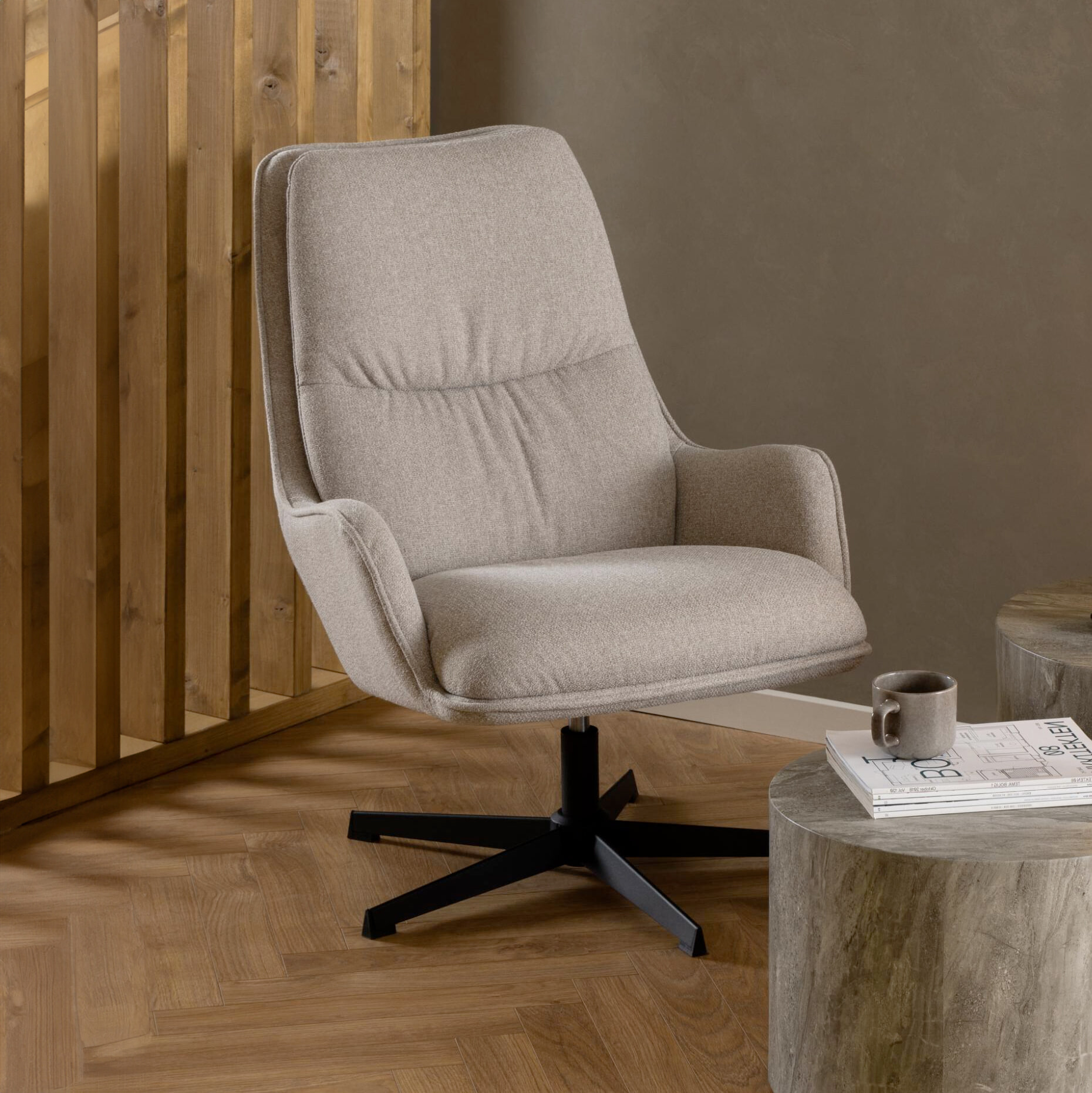 Bendt Draaifauteuil Damiano Stof - Beige | Bendt