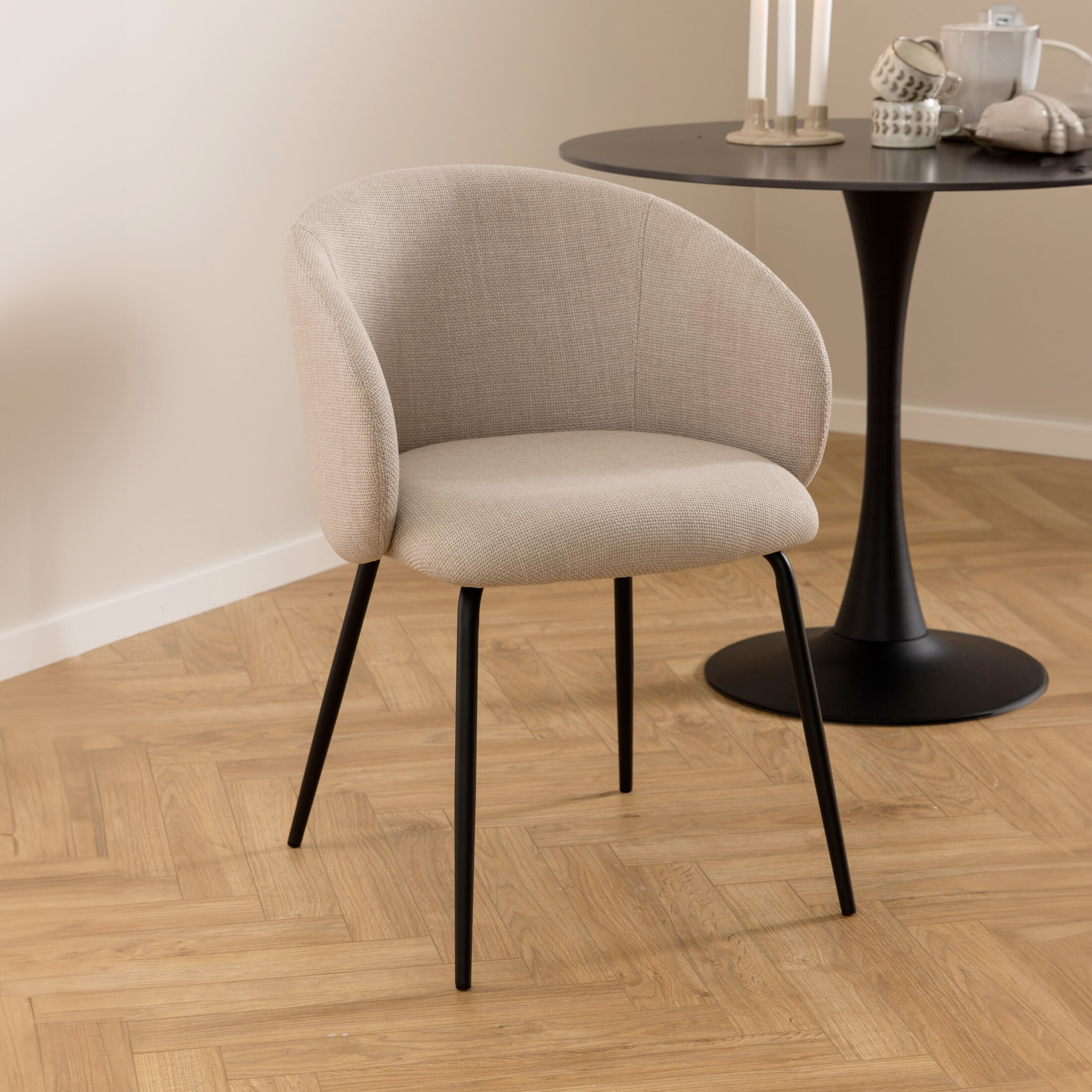 Bendt Eetkamerstoel Cristi Structuurstof - Beige | Bendt