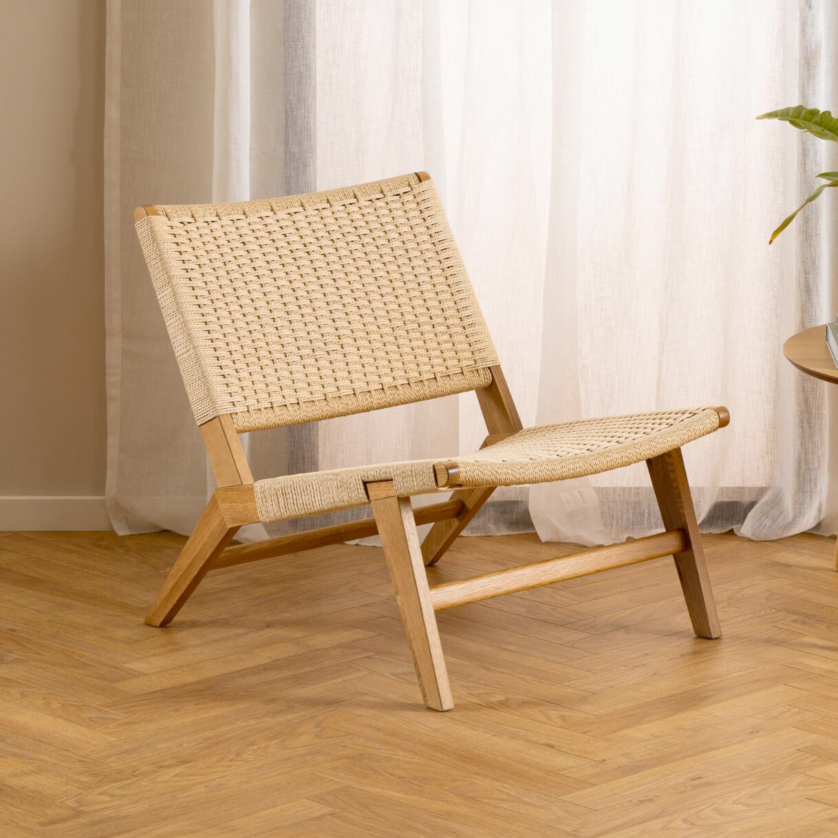 Bendt Fauteuil Rodrigues Eiken / Gevlochten touw - Wit | Bendt