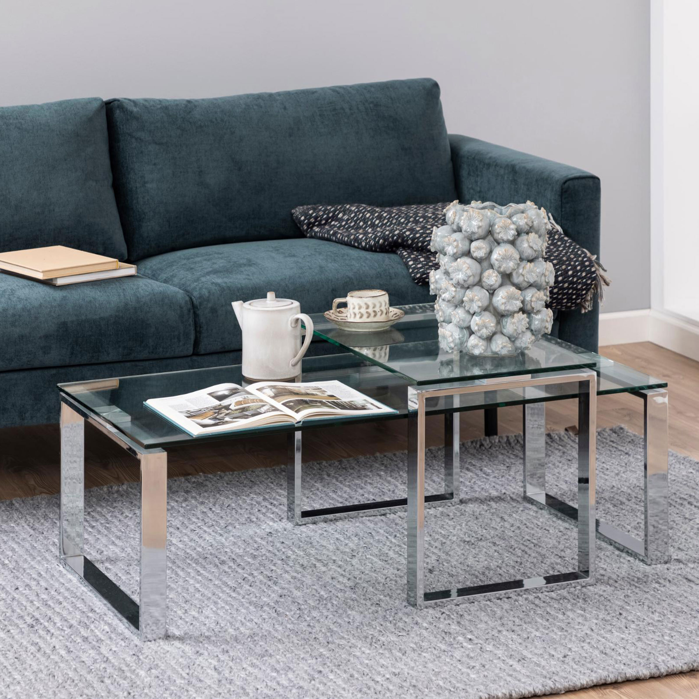 Bendt Glazen Salontafel Lone set van 2 stuks - chroom | Bendt
