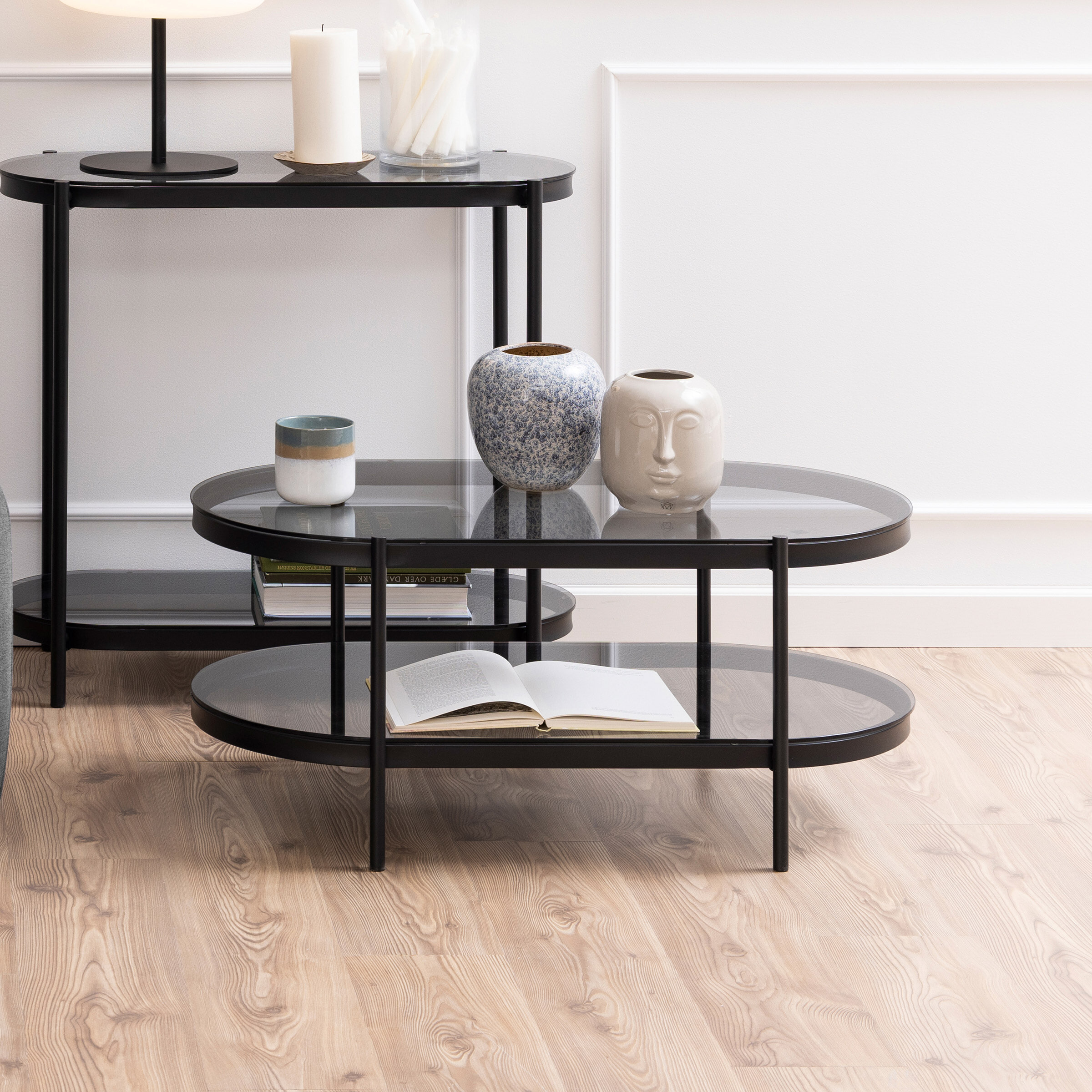 Bendt Ovale Glazen Salontafel Paw 95 x 50cm - Zwart - Ovaal | Bendt