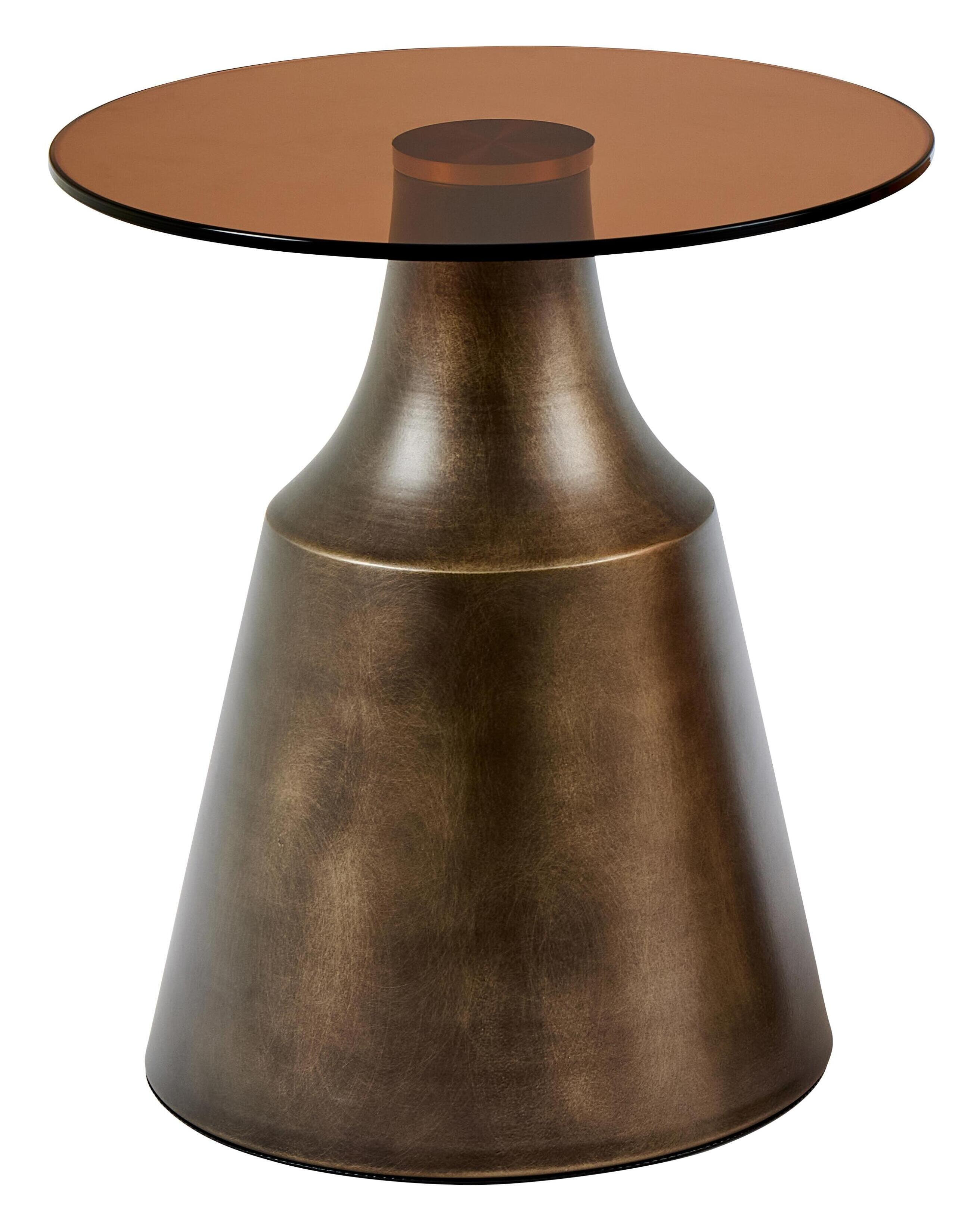 Bendt Ronde Bijzettafel Tameeka Glas en brons staal