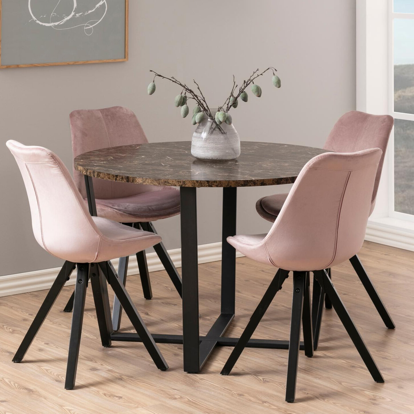 Bendt Ronde Eettafel Per Ø110cm Marmerlook - Bruin | Bendt