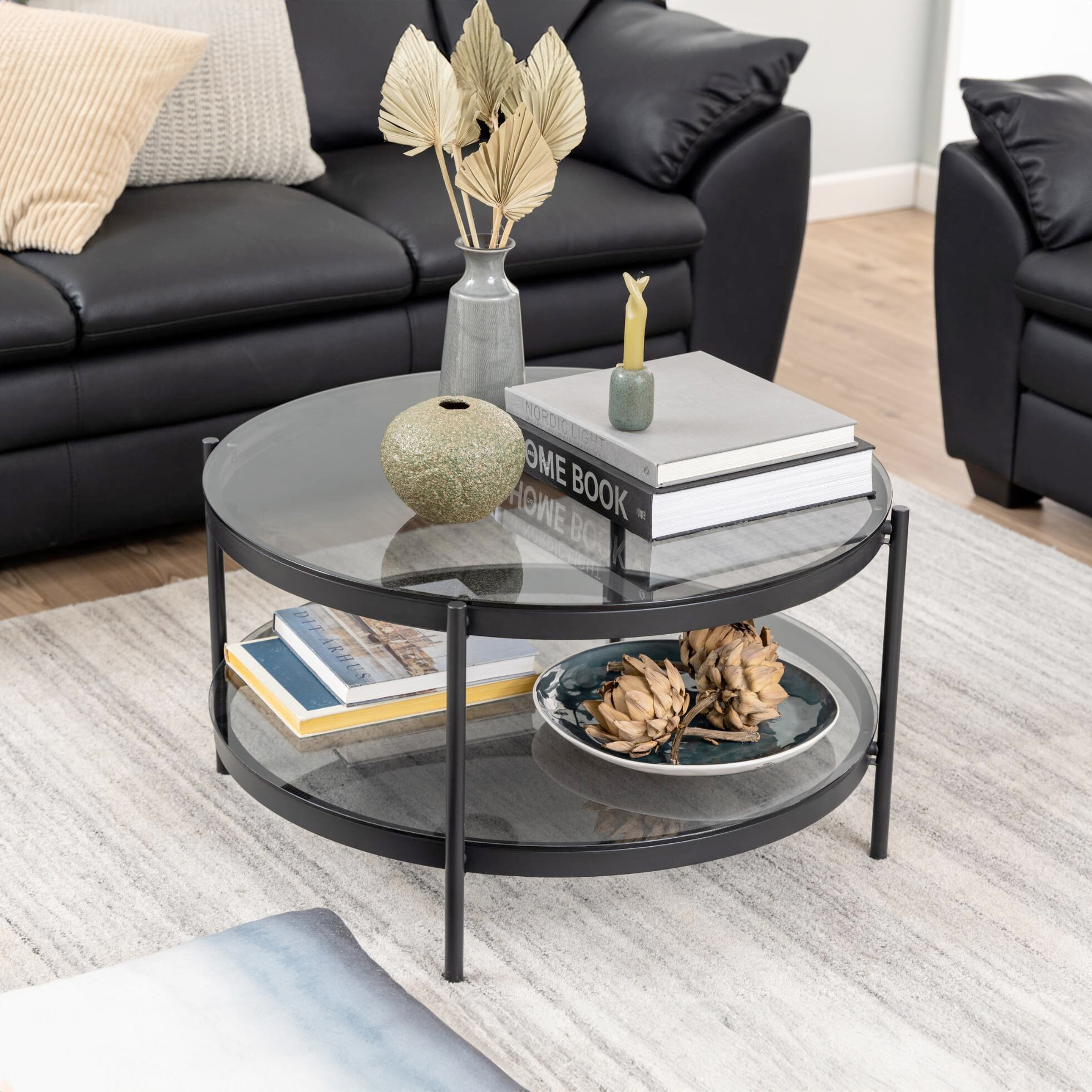 Bendt Ronde Glazen Salontafel Paw 75cm - zwart | Bendt