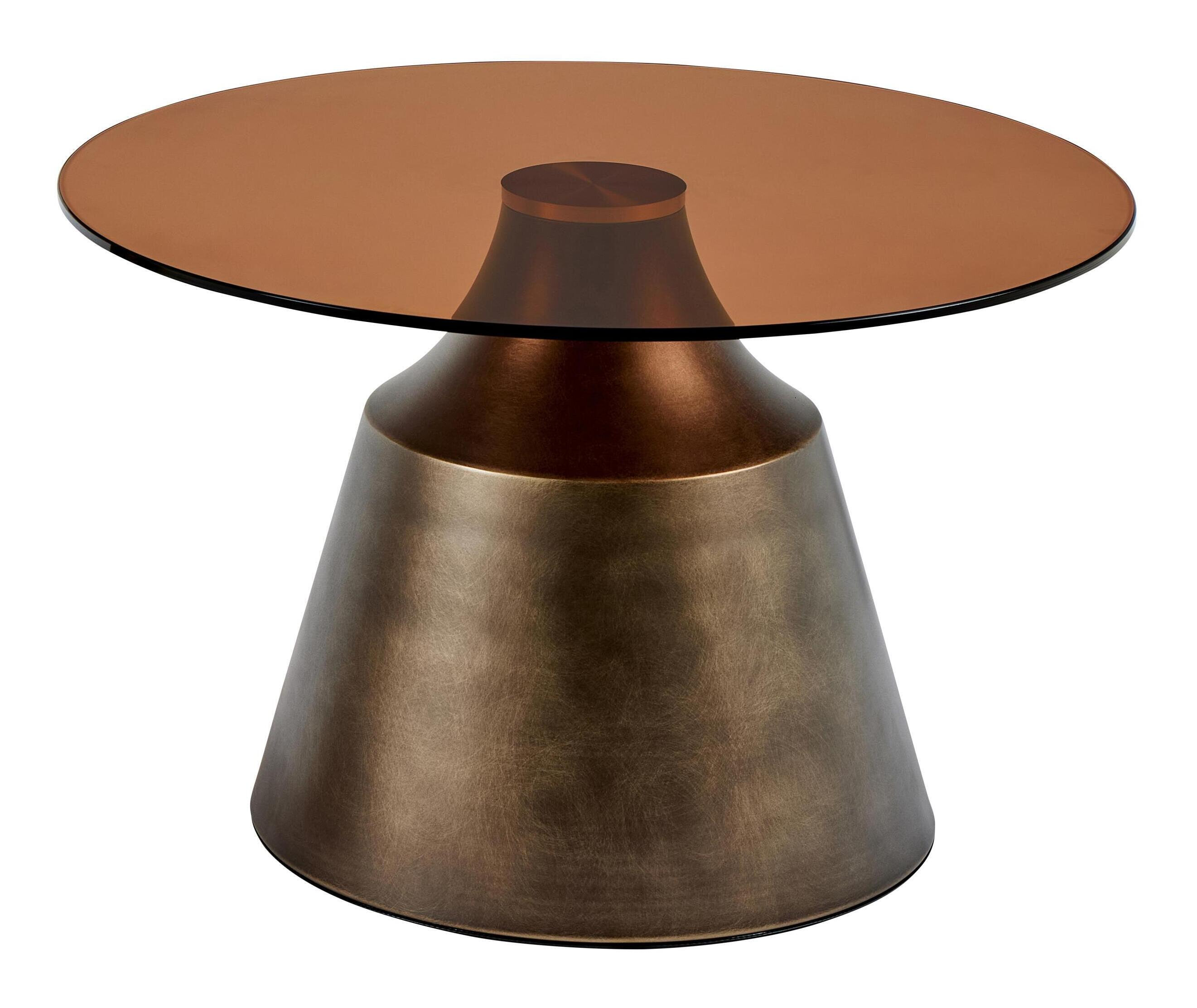 Bendt Ronde Salontafel Tameeka Glas en brons staal