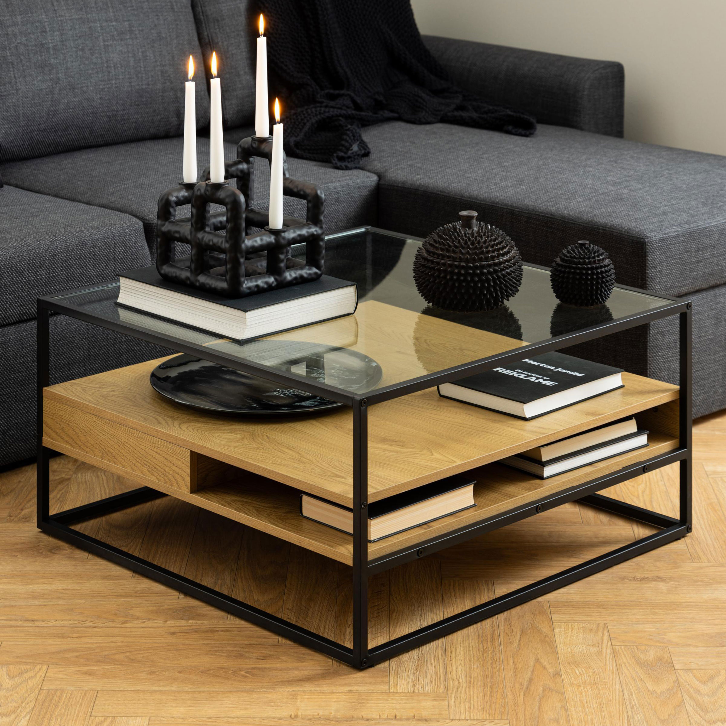 Bendt Salontafel Maikel Eiken en glas