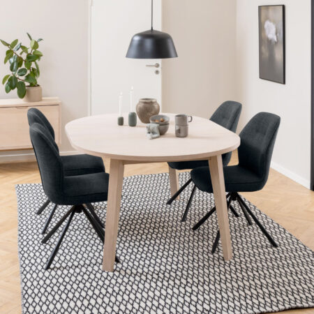 Bendt Uitschuifbare Ronde Eettafel Mads Eiken whitewash