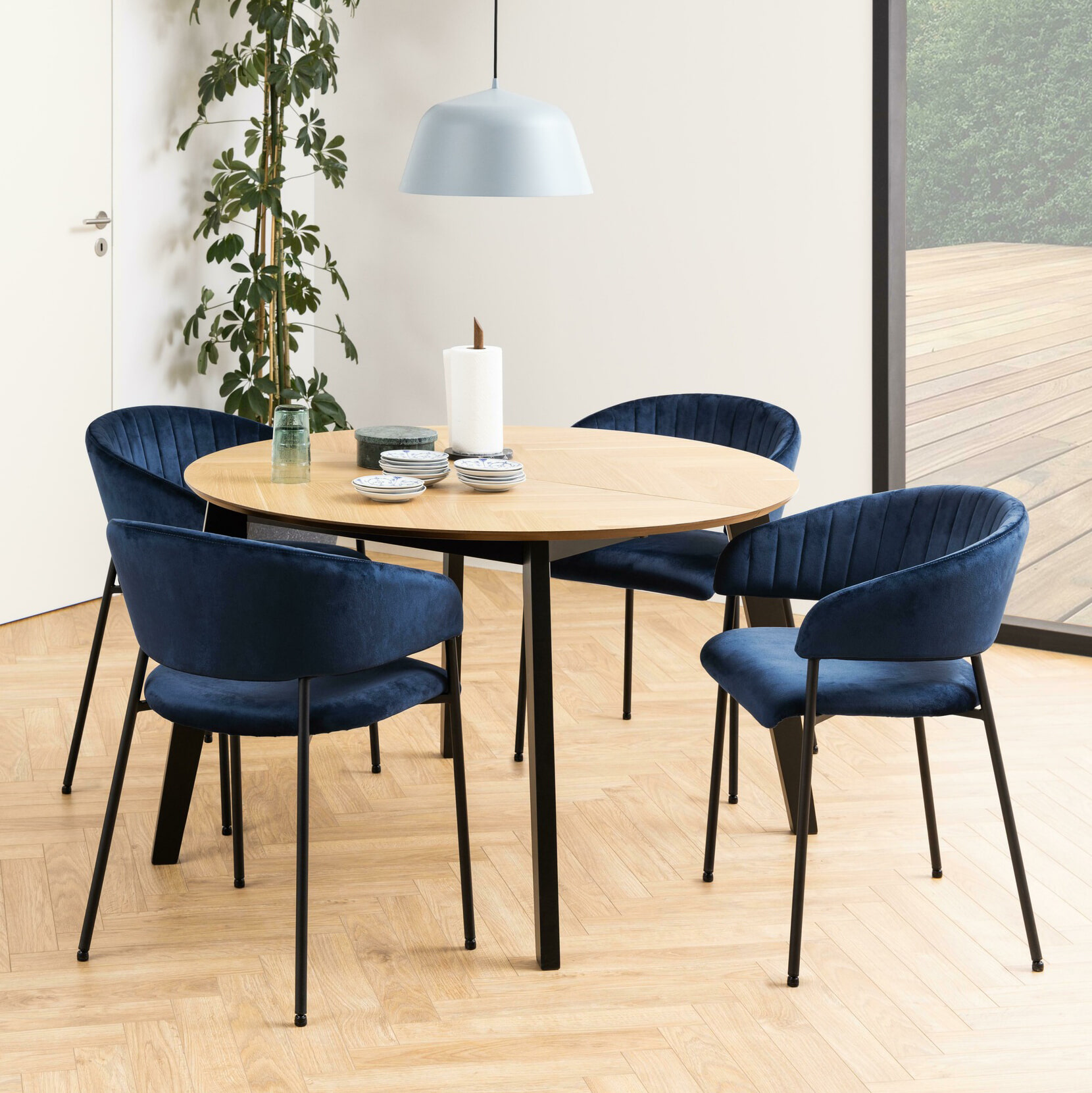 Bendt Uitschuifbare Ronde Eettafel Maso Eiken visgraat