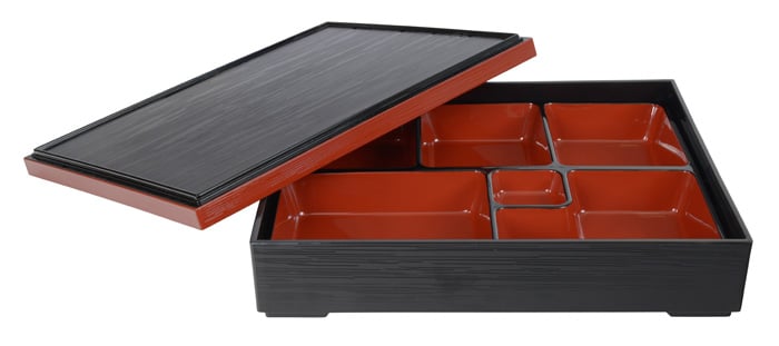 Bento Box - Zwart/Rode Lakafwerking - 30 x 24 cm | Tokyo Design Studio