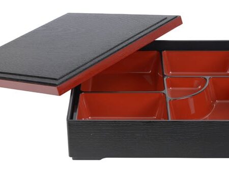 Bento Box Zwart/Rood - Lacquerware - 25.5 x 25.5cm | Tokyo Design Studio