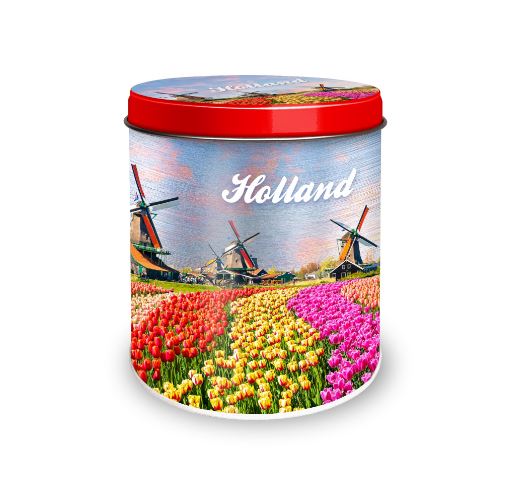 Bewaarblik Holland tulpenveld Ø10x11