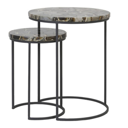 Bijzettafel set van 2 Axat Agaat bruin zwart | Light & Living
