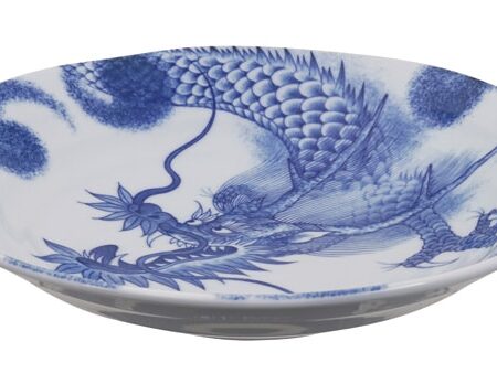 Blauw Bord met Drakenontwerp - Diameter 25.3 cm - Hoogte 5.2 cm | Tokyo Design Studio