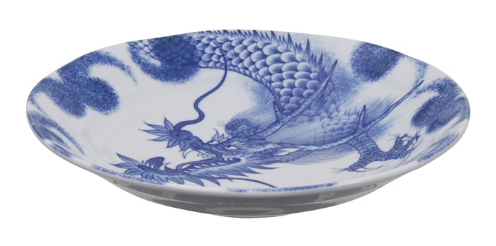 Blauw Bord met Drakenontwerp - Diameter 25.3 cm - Hoogte 5.2 cm | Tokyo Design Studio