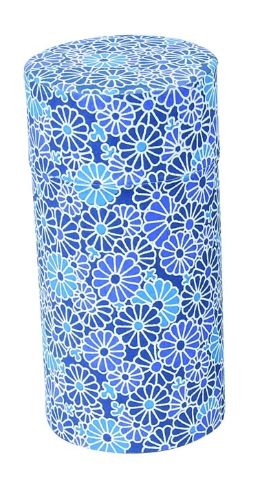Blauw Theeblik met Bloemenmotief - 7