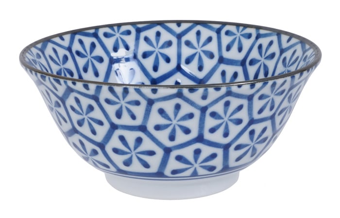 Blauw-Witte Keramische Kom - Japans Ontwerp - 450ml - 15 x 6.8 cm | Tokyo Design Studio