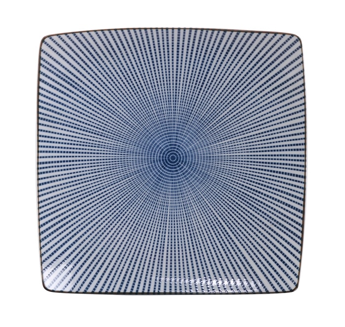 Blauw vierkant bord - Sendan Tokusa - 22 x 22 cm | Tokyo Design Studio